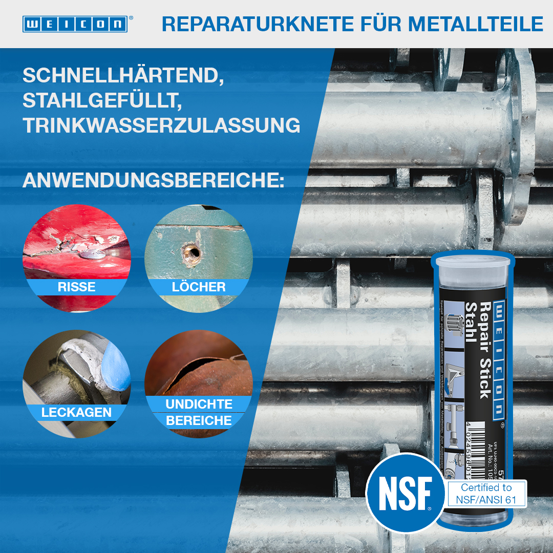 Repair Stick Stahl | Reparaturknete mit Trinkwasserzulassung