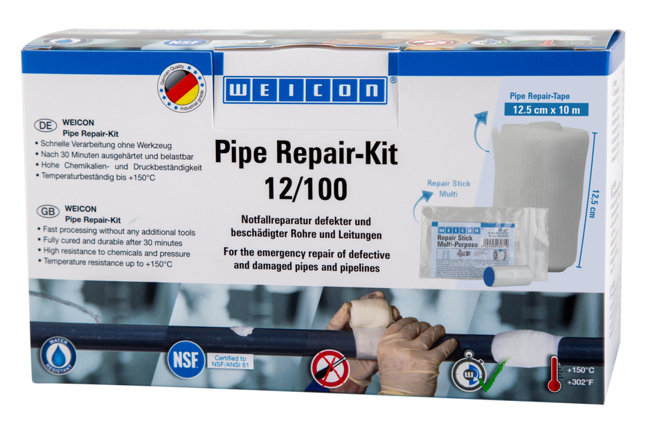 Pipe Repair-Kit | für die Notfall-Reparatur beschädigter Rohre und Leitungen, Größe M